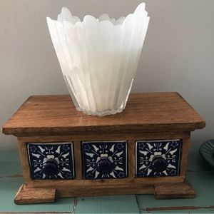 Large White Glass Candle